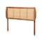 Baxton Studio Harris Mid-Century Modern Ash Walnut Finished Wood and Synthetic Rattan Full Size Headboard 181-11116-Zoro - alternate 1